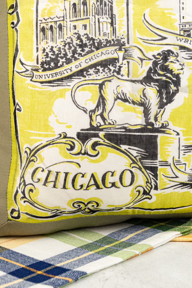 Vintage Chicago Hankie Souvenir Pillow