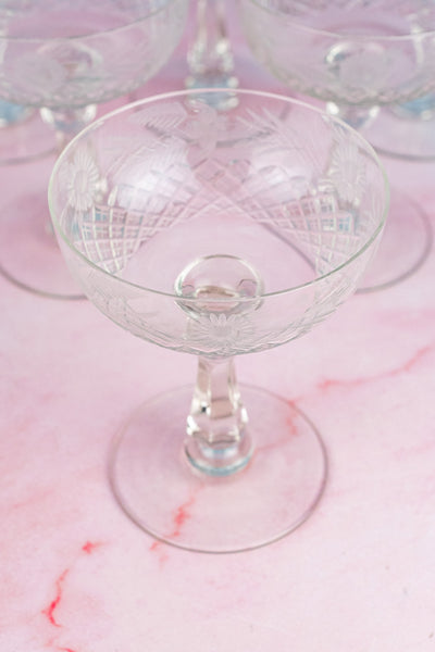 Vintage Crystal Champagne Coupes - Set of 8