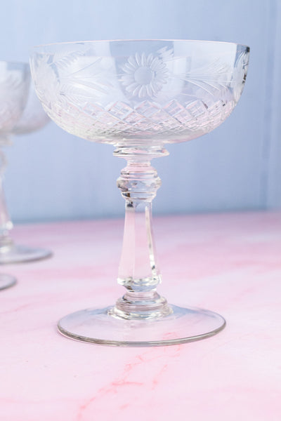 Vintage Crystal Champagne Coupes - Set of 8