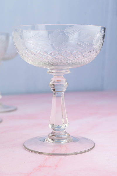 Vintage Crystal Champagne Coupes - Set of 8