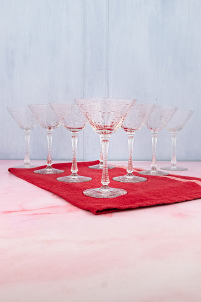 Vintage Crystal Cocktail Glasses - Set of 8