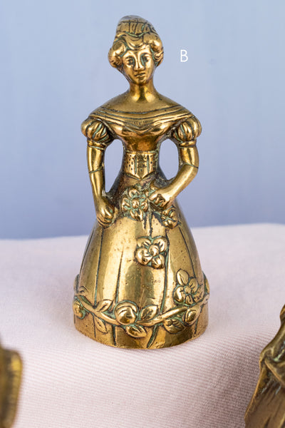 Vintage English Brass Drawing Room Lady Bells