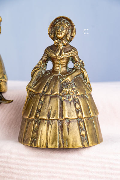 Vintage English Brass Drawing Room Lady Bells