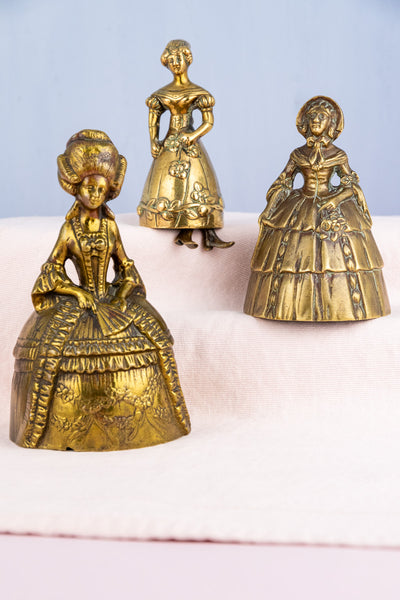 Vintage English Brass Drawing Room Lady Bells