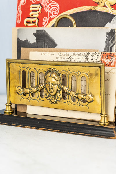 Antique English Brass Letter Rack