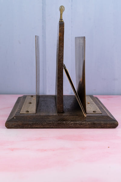 Vintage English Oak and Brass Letter Holder