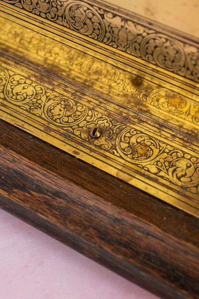 Vintage English Oak and Brass Letter Holder
