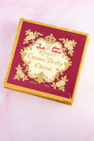 Vintage English Royal Crown Derby Floral Place Card Holders - Set of 4
