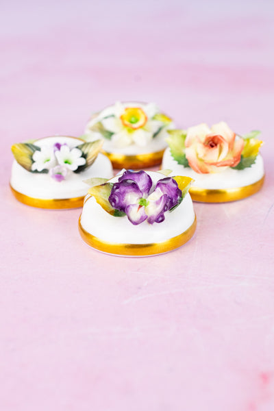 Vintage English Royal Crown Derby Floral Place Card Holders - Set of 4