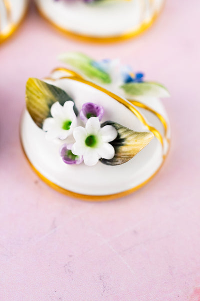 Vintage English Royal Crown Derby Floral Place Card Holders - Set of 4