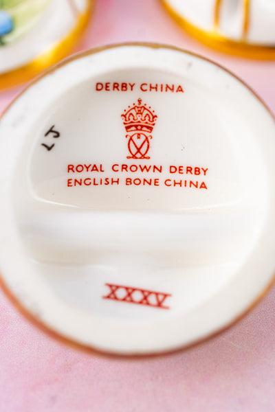 Vintage English Royal Crown Derby Floral Place Card Holders - Set of 4