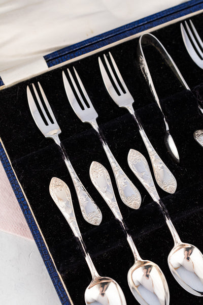 Vintage English Silverplate Afternoon Tea Cutlery Set for 6