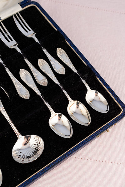 Vintage English Silverplate Afternoon Tea Cutlery Set for 6