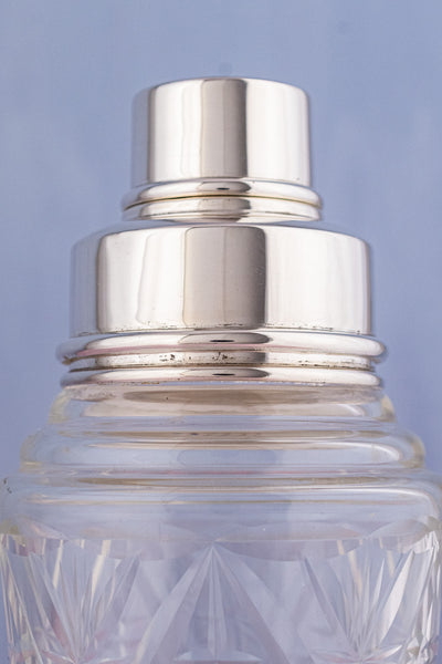Vintage English Silverplate & Crystal Cocktail Shaker