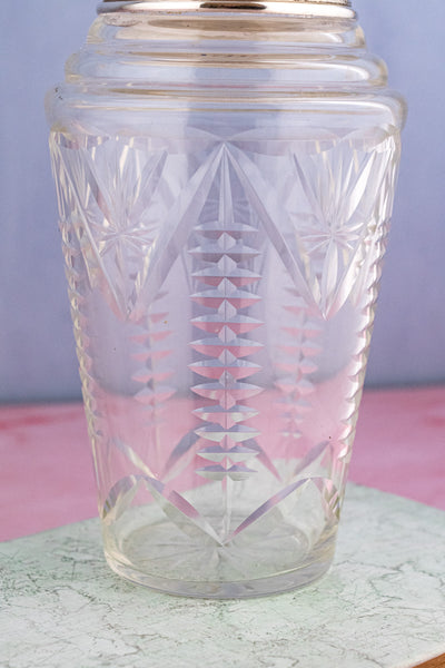 Vintage English Silverplate & Crystal Cocktail Shaker
