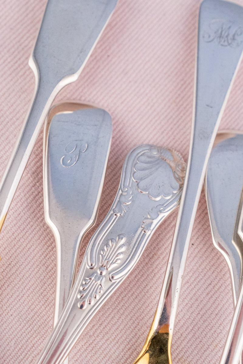 Vintage English Silverplate & Gilded Egg Spoon