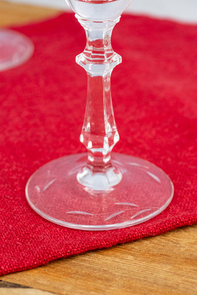 Vintage Etched Wine Glasses - Set of 8