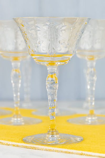Vintage Engraved Glasses - Set of 10