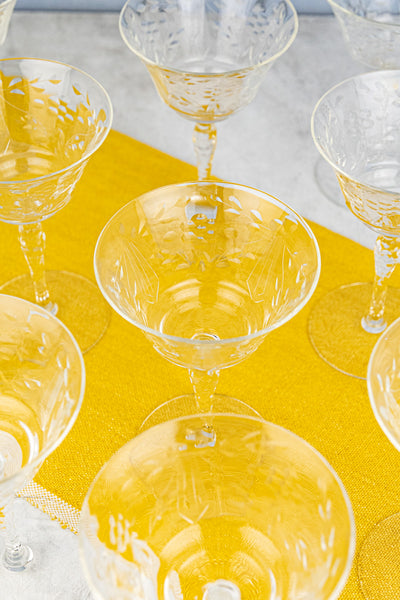 Vintage Engraved Glasses - Set of 10