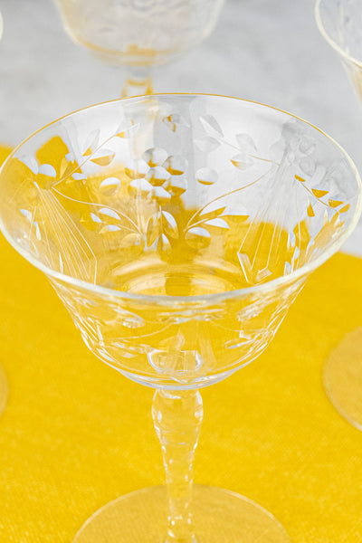 Vintage Engraved Glasses - Set of 10