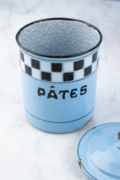 Vintage French Blue Enamel Canister Set - 6 Piece