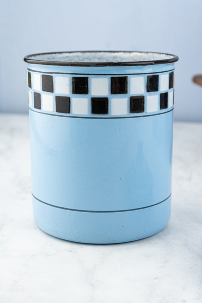 Vintage French Blue Enamel Canister Set - 6 Piece