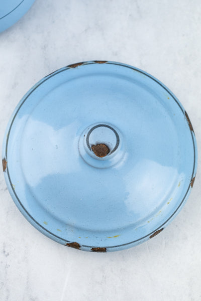 Vintage French Blue Enamel Canister Set - 6 Piece