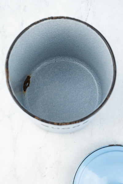 Vintage French Blue Enamel Canister Set - 6 Piece