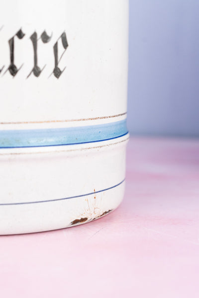 Vintage French Blue and White Enamel Canisters - Set of 4