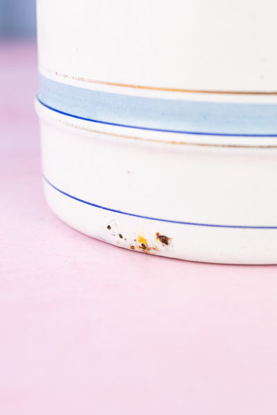 Vintage French Blue and White Enamel Canisters - Set of 4