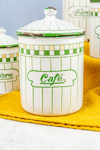 Vintage French Enamelware Canister Set