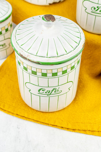 Vintage French Enamelware Canister Set