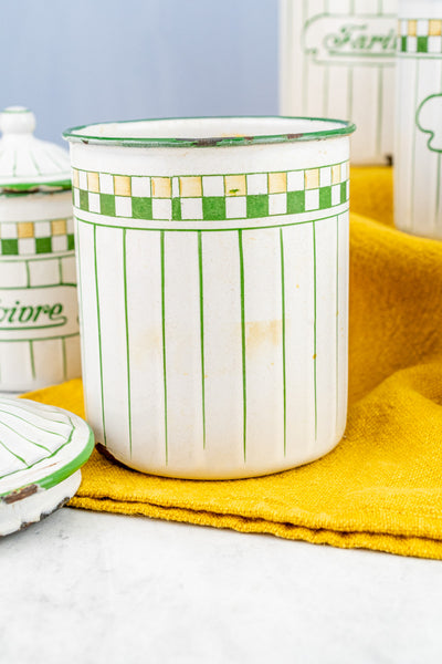 Vintage French Enamelware Canister Set