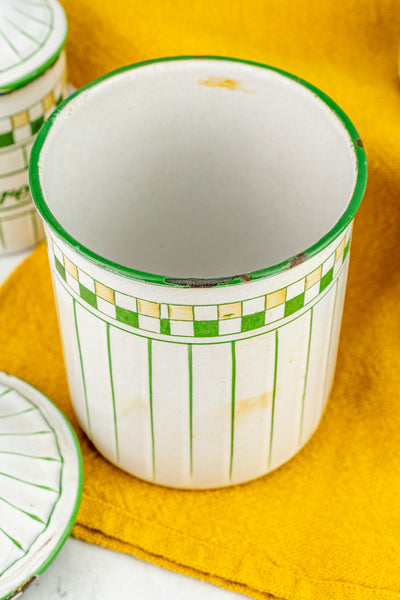 Vintage French Enamelware Canister Set