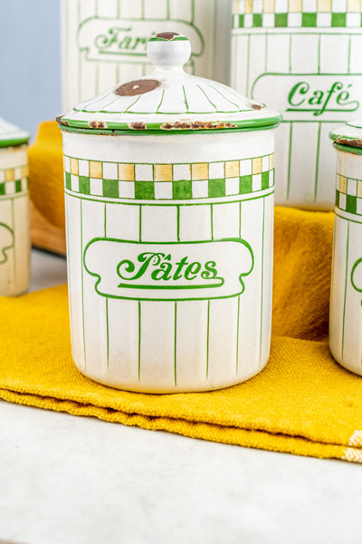 Vintage French Enamelware Canister Set