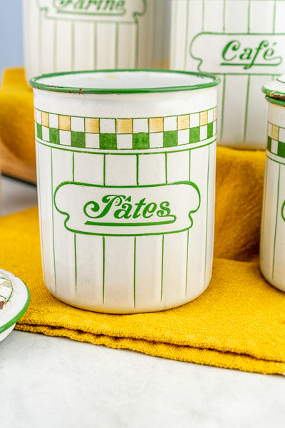 Vintage French Enamelware Canister Set