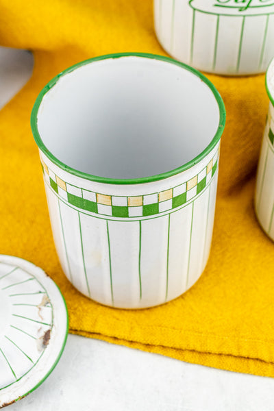 Vintage French Enamelware Canister Set