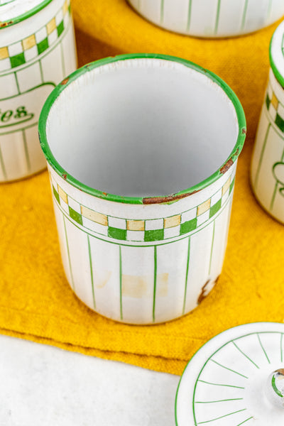 Vintage French Enamelware Canister Set