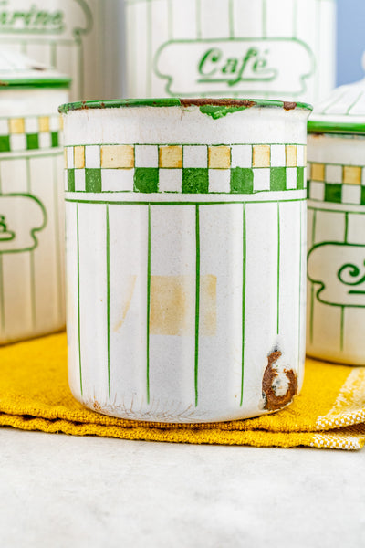 Vintage French Enamelware Canister Set