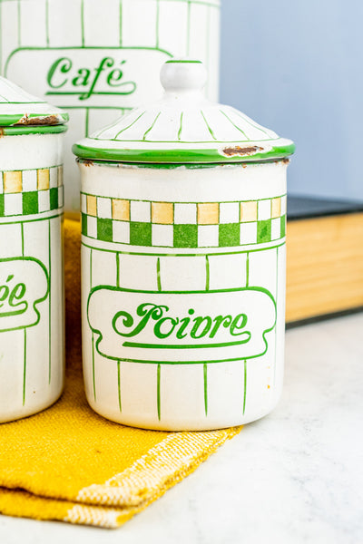 Vintage French Enamelware Canister Set