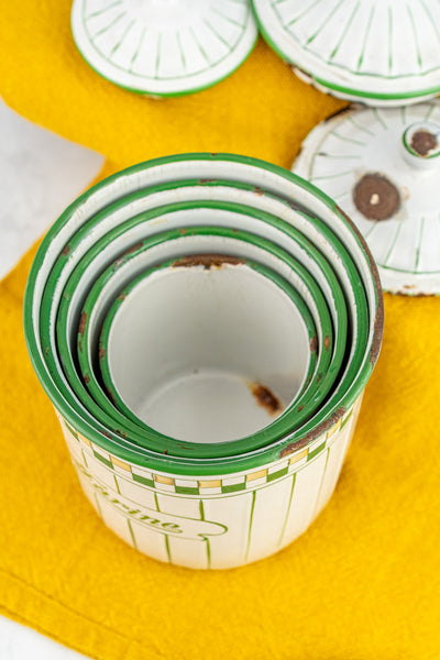 Vintage French Enamelware Canister Set