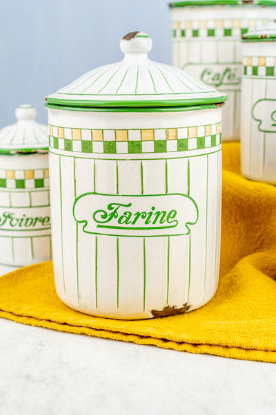 Vintage French Enamelware Canister Set