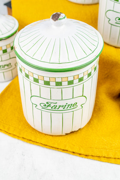 Vintage French Enamelware Canister Set