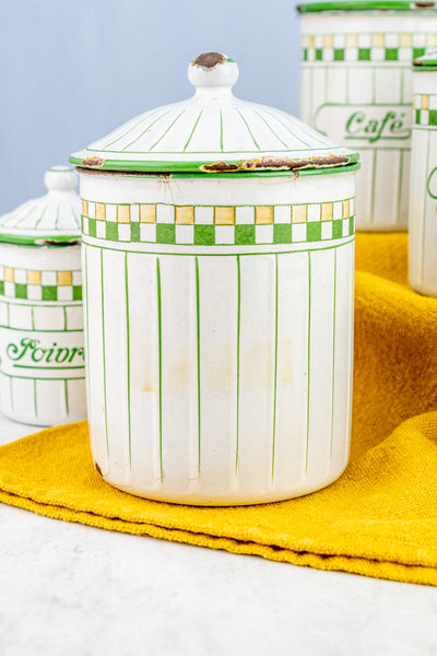 Vintage French Enamelware Canister Set