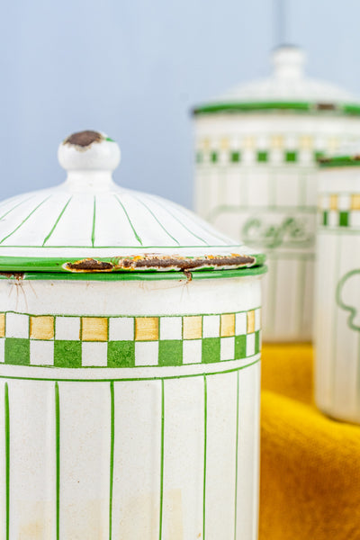 Vintage French Enamelware Canister Set