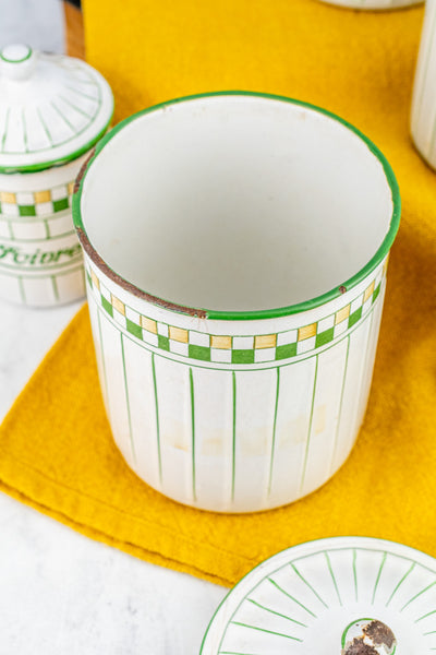 Vintage French Enamelware Canister Set