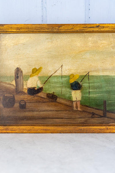 Vintage Oil Painting La Pêche