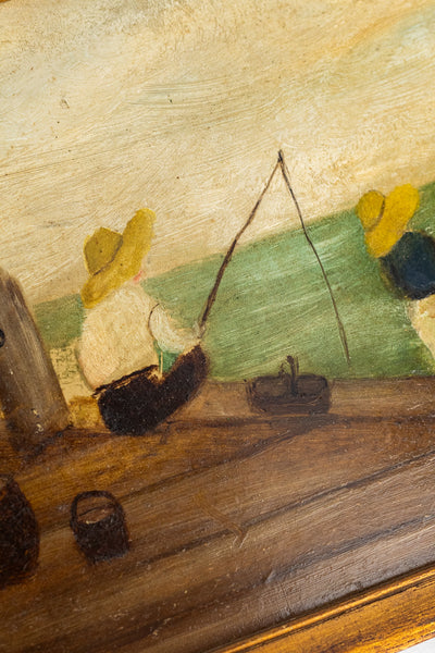 Vintage Oil Painting La Pêche