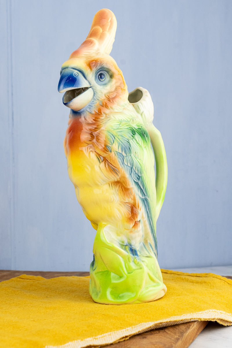 Vintage French St. Clément Cockatoo Pitcher, image 1 of 13