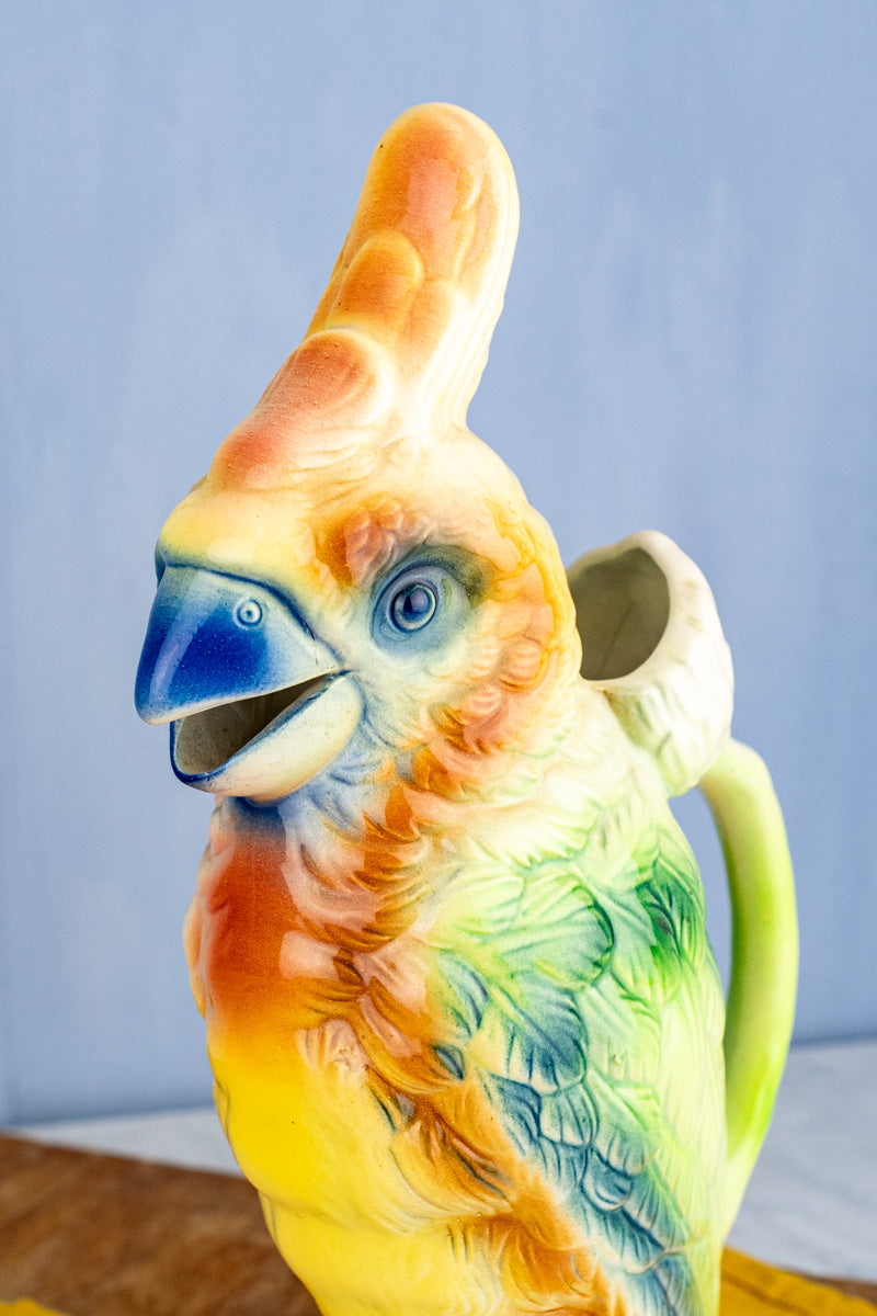 Vintage French St. Clément Cockatoo Pitcher, image 4 of 13